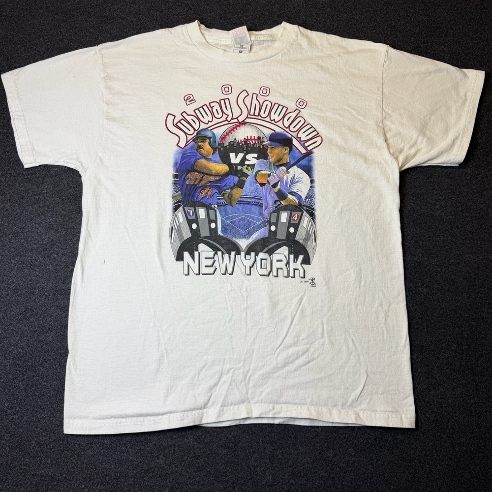 Vintage T-Shirt Mens XL White Subway Showdown 2000 MLB Baseball